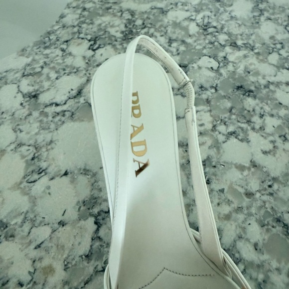 Prada White Mesh Heel Slingbacks - Picture 6 of 7